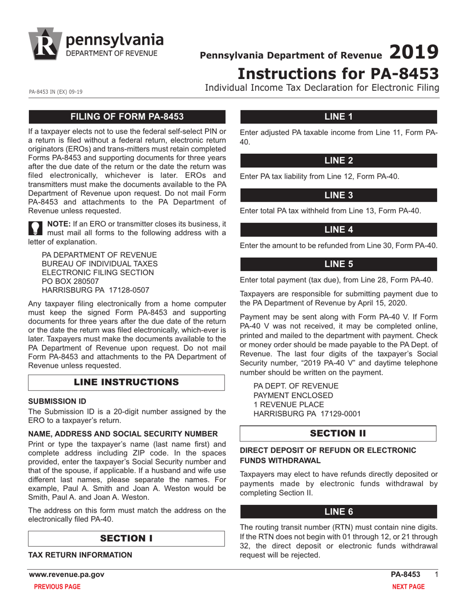 Form PA-8453 Pennsylvania Individual Income Tax Declaration for Electronic Filing - Pennsylvania, Page 3