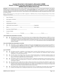 ADEM Form 454 Request to Remove Treatment Basin/Pond or Other Treatment Structure (Npdes-Permitted Mining Operations) - Alabama
