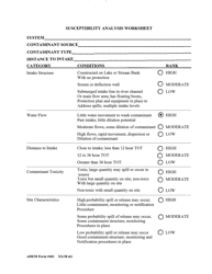 ADEM Form 461 Surface Source Susceptibility Analysis Worksheet - Alabama