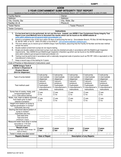 ADEM Form 557  Printable Pdf