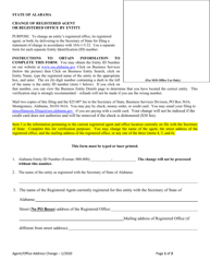 Change of Registered Agent or Registered Office by Entity - Alabama