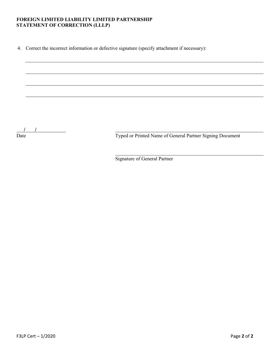 Form F3lp Download Fillable Pdf Or Fill Online Foreign Limited Liability Limited Partnership 9596