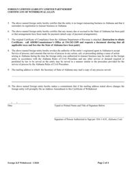 Foreign Limited Liability Limited Partnership Statement of Withdrawal (Lllp) - Alabama, Page 2