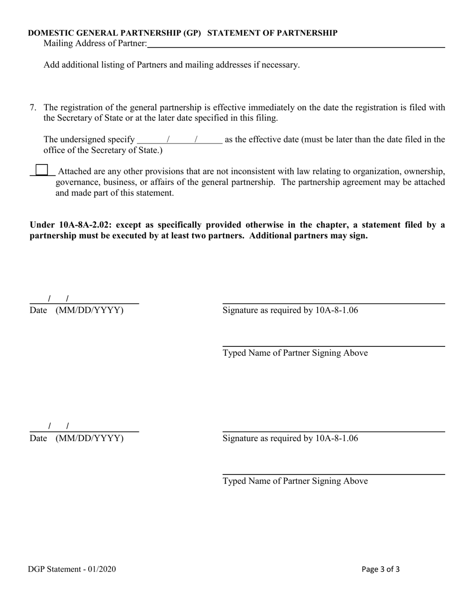 Domestic General Partnership (Gp) - Statement of Partnership - Alabama, Page 3