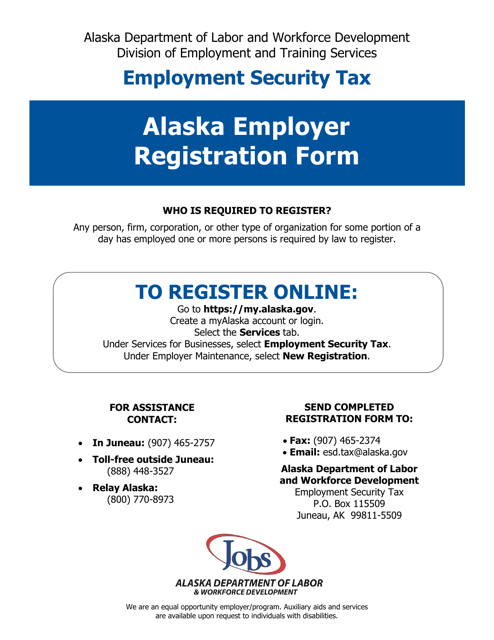 Form TREG Alaska Employer Registration Form - Alaska