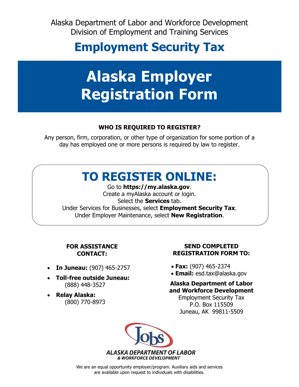 Form TREG Alaska Employer Registration Form - Alaska, Page 1