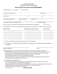 Form 412 Application for School Bus Endorsement - Alaska