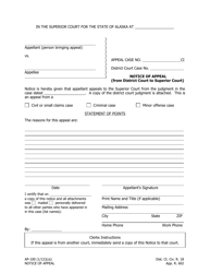 Document preview: Form AP-100 Notice of Appeal (From District Court to Superior Court) - Alaska