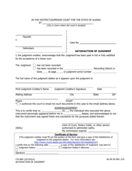 Document preview: Form CIV-860 Satisfaction of Judgment - Alaska