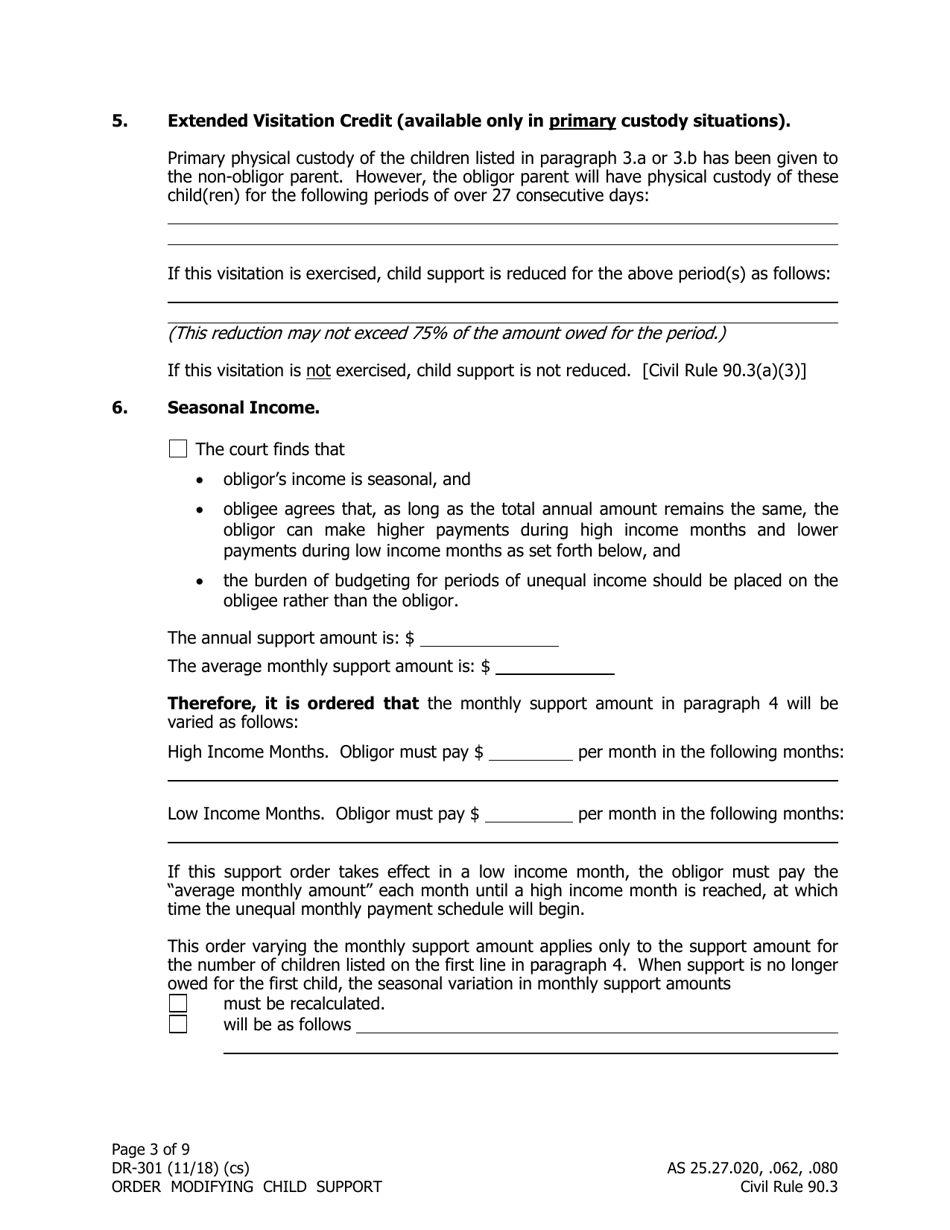 Form DR-301 Order Modifying Child Support - Alaska, Page 3