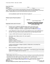 Document preview: Form DR-342 Petition to Register Support Order From Another State - Alaska