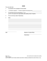 Form P-321 Order Starting Formal Probate and Appointing Personal Representative When There Is a Will - Alaska, Page 3