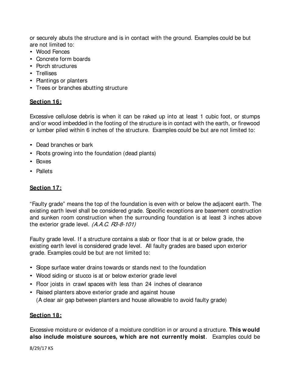 Instructions for Wood Destroying Insect Inspection Report - Arizona, Page 7