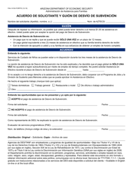 Document preview: Formulario FAA-1410A-S Acuerdo De Solicitante Y Guion De Desvio De Subvencion - Arizona (Spanish)
