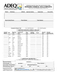 Form DWAR10 &quot;Drinking Water Analysis Reporting Form - Inorganic Chemical (Iocs) Composite&quot; - Arizona