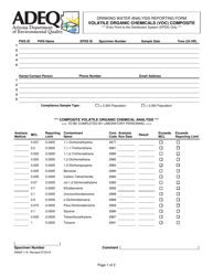 Document preview: Form DWAR11A Drinking Water Analysis Reporting Form - Volatile Organic Chemicals (VOC) Composite - Arizona