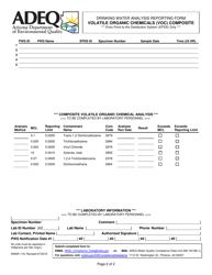 Form DWAR11A Drinking Water Analysis Reporting Form - Volatile Organic Chemicals (VOC) Composite - Arizona, Page 2