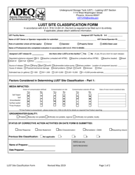 Lust Site Classification Form - Arizona