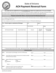 Form GAO-PM-ACH1 &quot;ACH Payment Reversal Form&quot; - Arizona