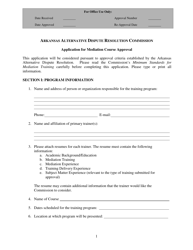 Application for Mediation Course Approval - Arkansas