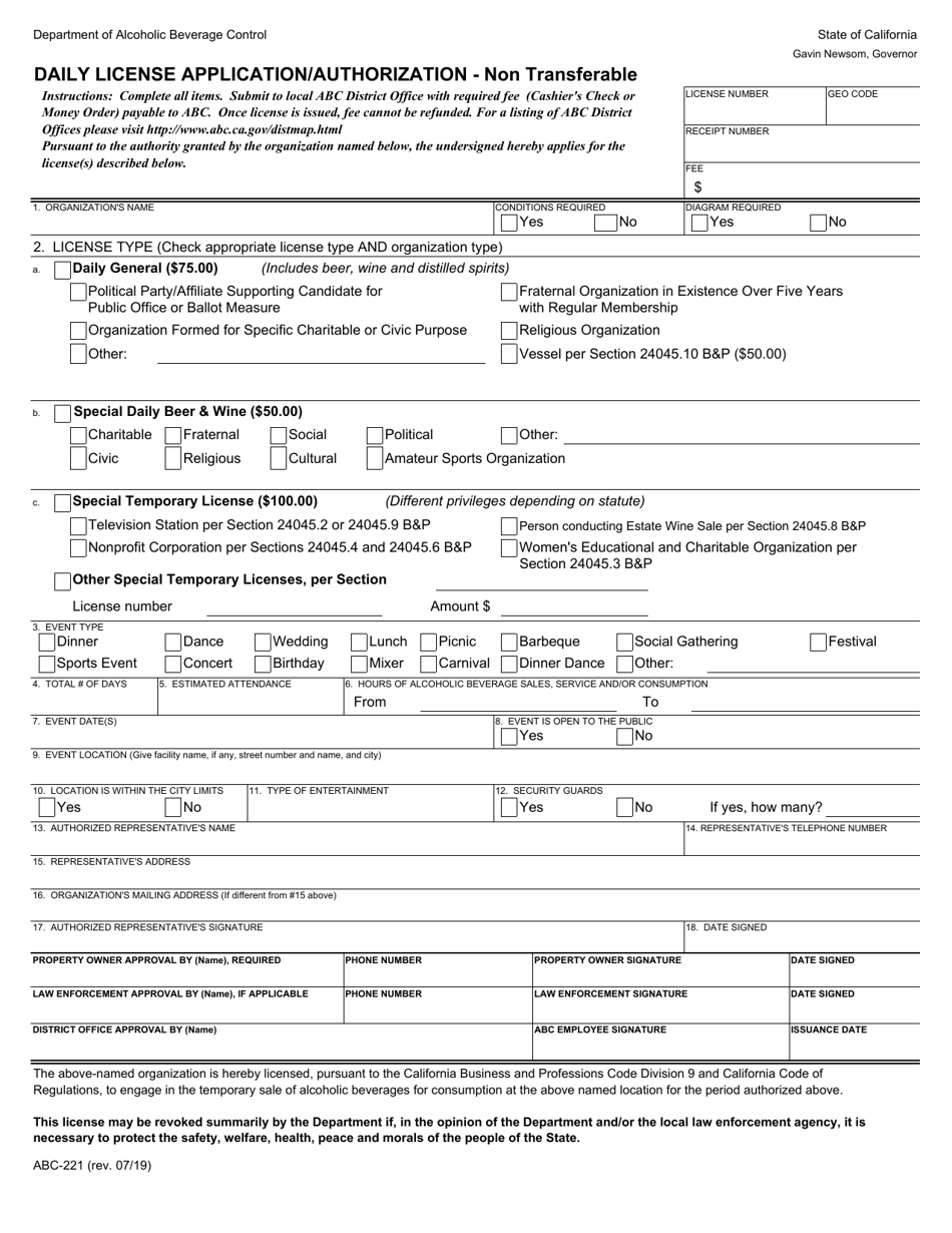 Form Abc 221 Fill Out Sign Online And Download Fillable Pdf