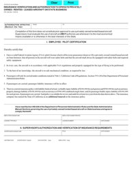 Form STD.265 &quot;Insurance Verification and Authorization to Operate Privately Owned / Rented / Leased Aircraft on State Business&quot; - California