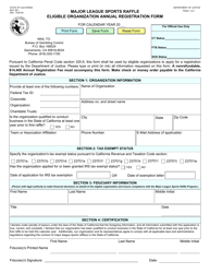 Form BGC200 Major League Sports Raffle Eligible Organization Registration Form - California