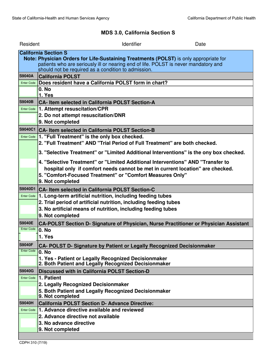 Mds Section F Printable Form Printable Forms Free Online