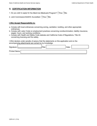 Form CDPH611 Licensing and Certification for an Affiliate Primary Care Clinic Application - California, Page 2