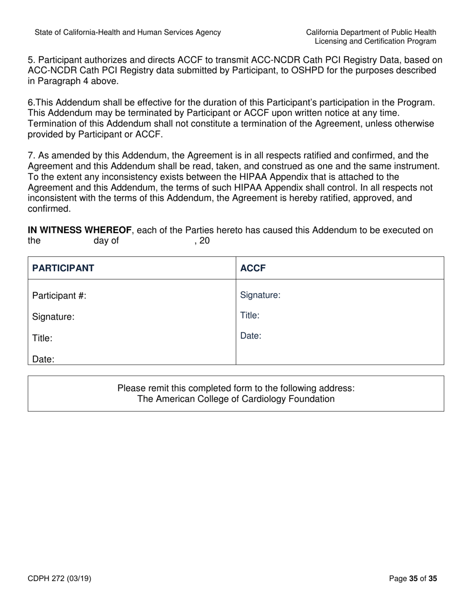 Form CDPH272 Elective Percutaneous Coronary Intervention (Pci) Program Application - California, Page 35