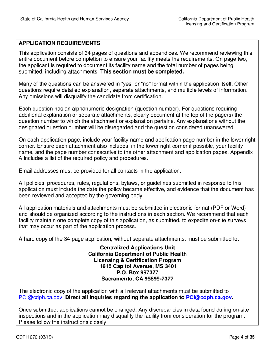 Form CDPH272 Elective Percutaneous Coronary Intervention (Pci) Program Application - California, Page 4