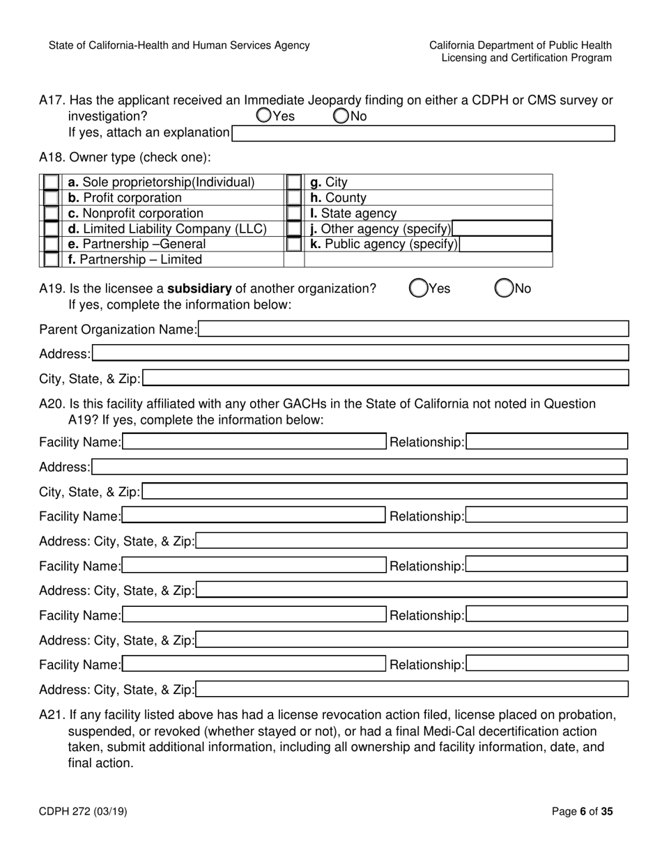Form CDPH272 Elective Percutaneous Coronary Intervention (Pci) Program Application - California, Page 6