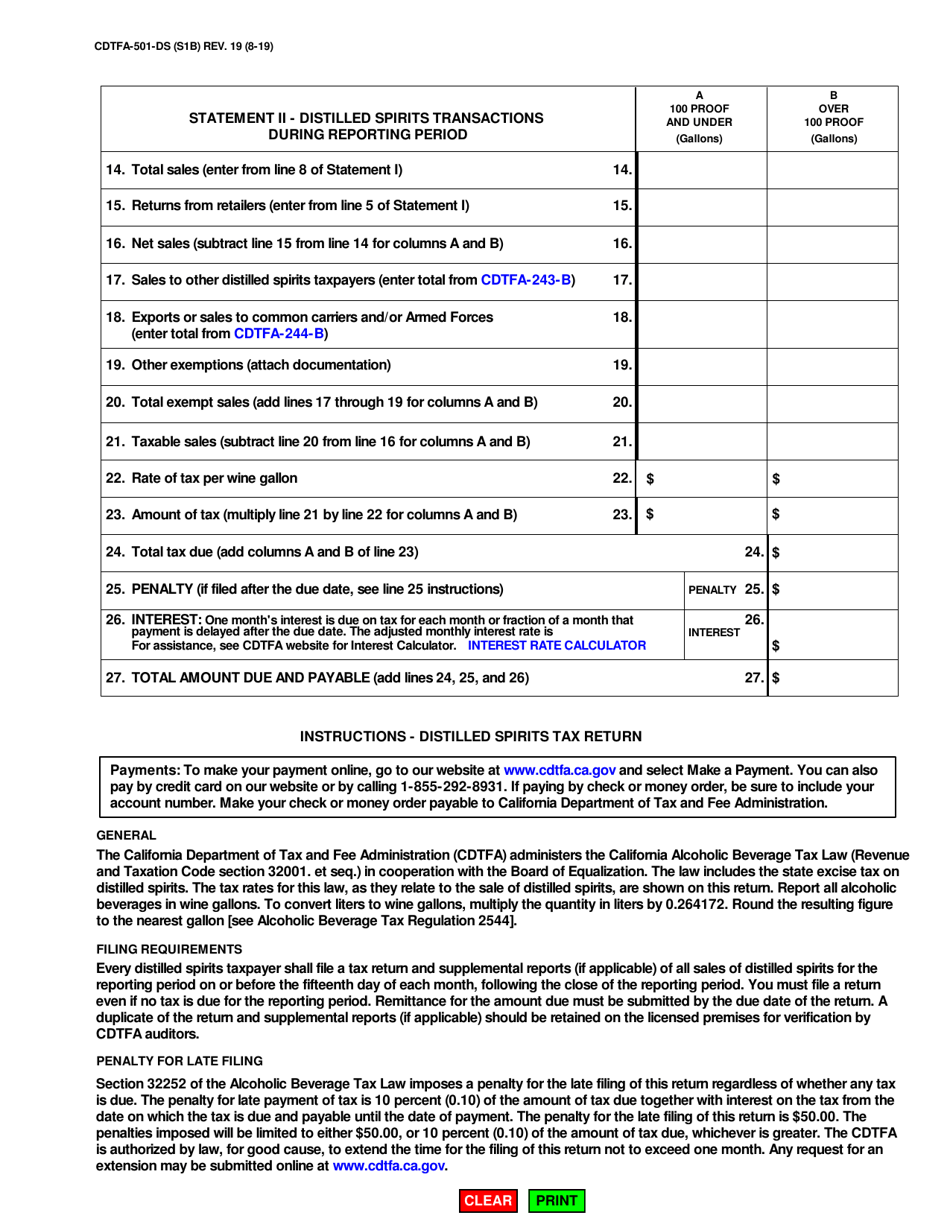 Form CDTFA-501-DS Download Fillable PDF or Fill Online Distilled ...