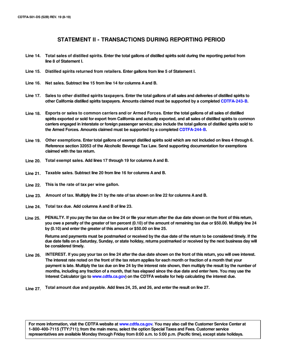 Form CDTFA-501-DS Distilled Spirits Tax Return - California, Page 4