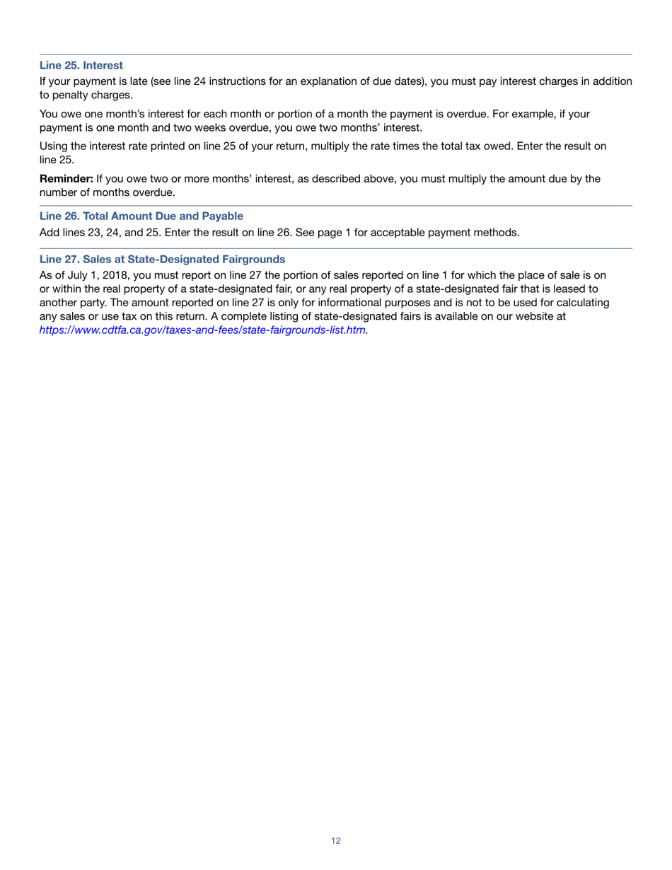 Instructions for Form CDTFA-401-A State, Local, and District Sales and Use Tax Return - California, Page 12