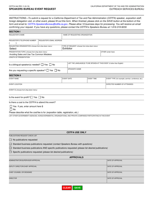 Form CDTFA-344  Printable Pdf