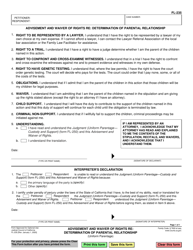 Document preview: Form FL-235 Advisement and Waiver of Rights Re: Determination of Parental Relationship (Uniform Parentage) - California