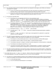 Form JV-680 Findings and Orders for Child Approaching Majority - Delinquency - California, Page 2