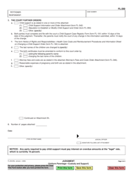 Form FL-250 Judgment (Uniform Parentage - Custody and Support) - California, Page 2