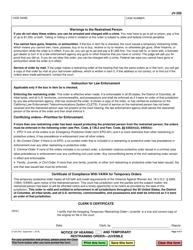 Form JV-250 Notice of Hearing and Temporary Restraining Order - Juvenile - California, Page 4