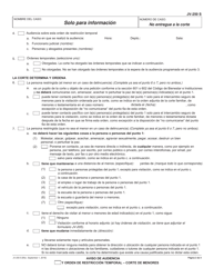 Formulario JV-250 Aviso De Audiencia Y Orden De Restriccion Temporal - Corte De Menores - California (Spanish), Page 2