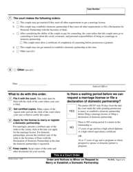 Form FL-915 Order and Notices to Minor on Request to Marry or Establish a Domestic Partnership - California, Page 2
