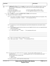 Form FW-008 Order on Court Fee Waiver After Hearing (Superior Court) - California, Page 2