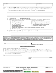 Form FW-008 Order on Court Fee Waiver After Hearing (Superior Court) - California, Page 3