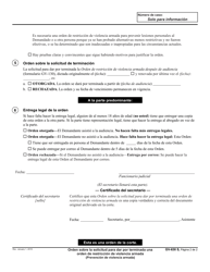 Formulario GV-630 Orden Sobre La Solicitud Para Dar Por Terminada Una Orden De Restriccion De Violencia Armada - California (Spanish), Page 2