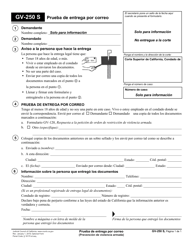 Document preview: Formulario GV-250 Prueba De Entrega Por Correo - California (Spanish)