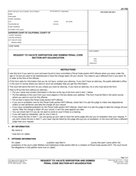 Document preview: Form JV-742 Request to Vacate Disposition and Dismiss Penal Code Section 647f Adjudication - California