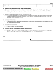 Form JV-742 Request to Vacate Disposition and Dismiss Penal Code Section 647f Adjudication - California, Page 2
