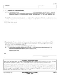 Form JV-255 Restraining Order - Juvenile - California, Page 3