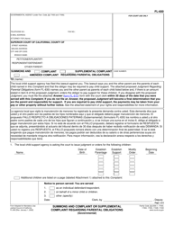 Document preview: Form FL-600 Summons and Complaint or Supplemental Complaint Regarding Parental Obligations (Governmental) - California